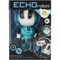 Robot ECHO opakujúce vety kovový 12cm modrý na batérie so zvukom so svetlom