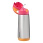 Termoska na pitie so slamkou 500 ml - ružová/oranžová