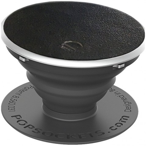 PopSockets Original PopGrip, Black vegan Leather, vegánska koža