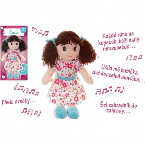 Teddies  Bábika Ema handrová plyš 40 cm česky hovoriaci a spievajúci