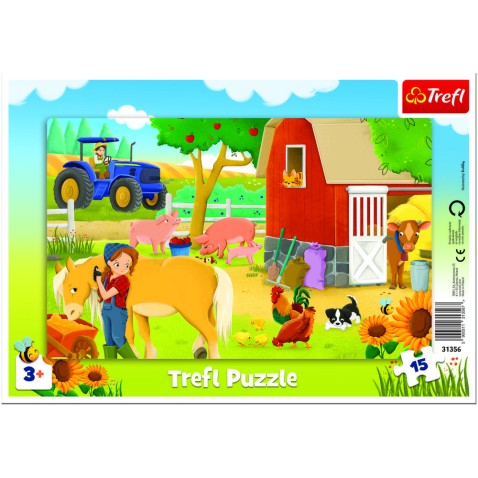 Puzzle doskové Na farme 15 dielikov