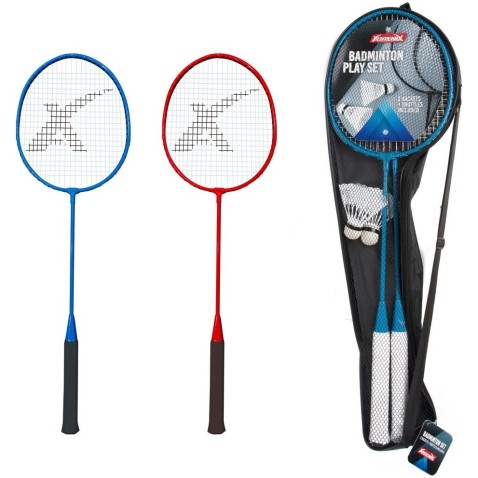 Sada bedminton pálky 2ks + loptička 2ks 65cm kov/plast 2 farby v puzdre