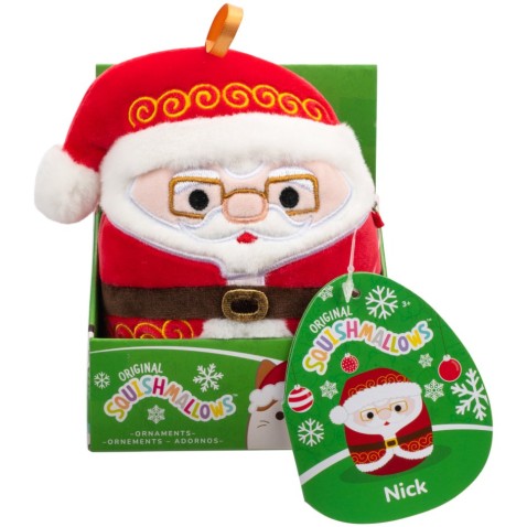 SQUISHMALLOWS Vianočná ozdoba Santa s okuliarmi - Nick, 10 cm