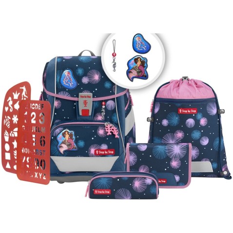 Školská aktovka pre prvákov Step by Step MERMAID DELIA 2IN1 PLUS – 6dielny set