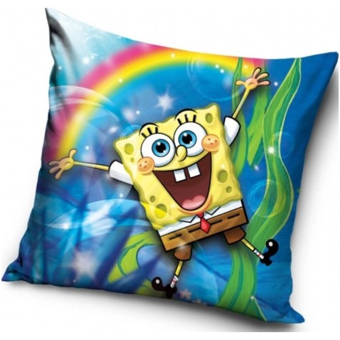 Obliečky na vankúš Sponge Bob a duha