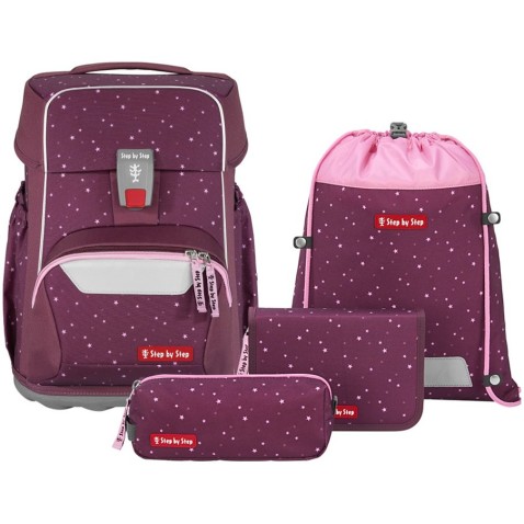 Školská taška pre prváka Step by Step BASIS Berry Stars, 4dielny set