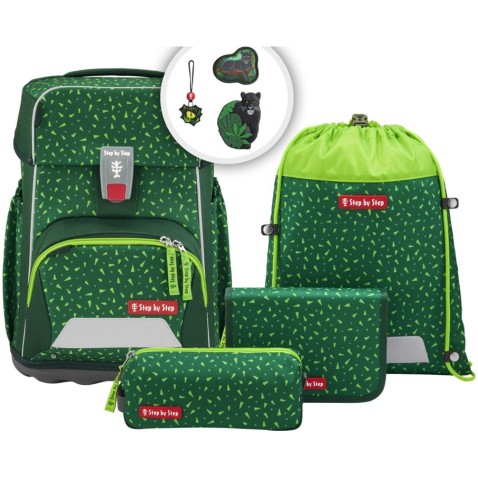 Školská taška Step by Step BASIS, Green Graphics - 4 dielny set, AGR certifikát