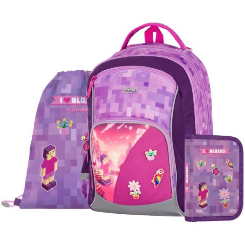 Taška pre prváka OXY GO Playworld Girl, 3dielny set