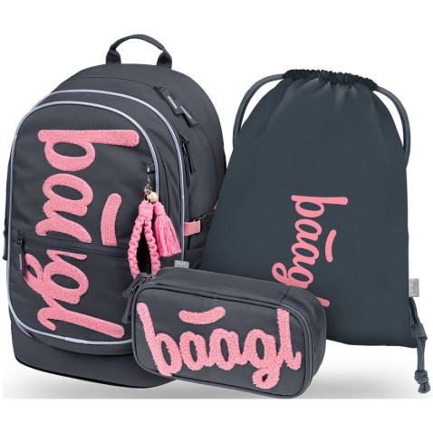 Školský batoh pre 2. stupeň BAAGL Core Logo ružový set