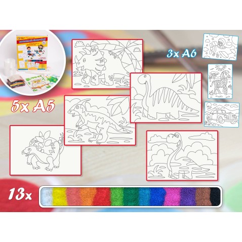Maľovanie pieskom DINOSAURI sada stredná