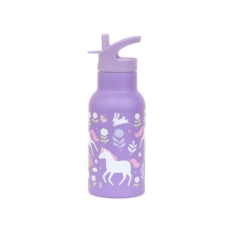 A Little Lovely Company - antikorová fľaša na pitie, 350 ml - jednorožce a dúha