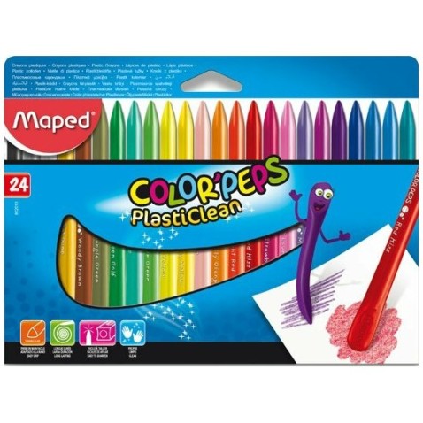 Plastové pastely Maped Color'Peps Plasticlean 24 farieb trojhranné