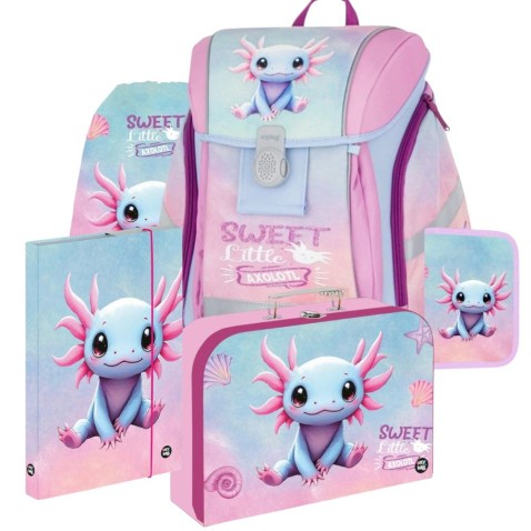 Školská aktovka Oxybag Premium Light Axolotl – 5-dielny set