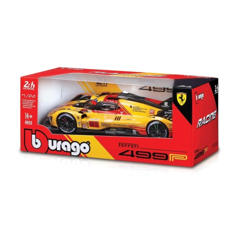 Bburago - RACING, Ferrari 499P - pretekárske farby 24-hodinových pretekov Le Mans 2024, žltá, 1:24