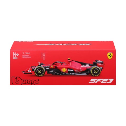 Bburago - FORMULA RACING, Ferrari SF-23 (2023) v dekoratívnom boxe, #55 Carlos Sainz, 1:24