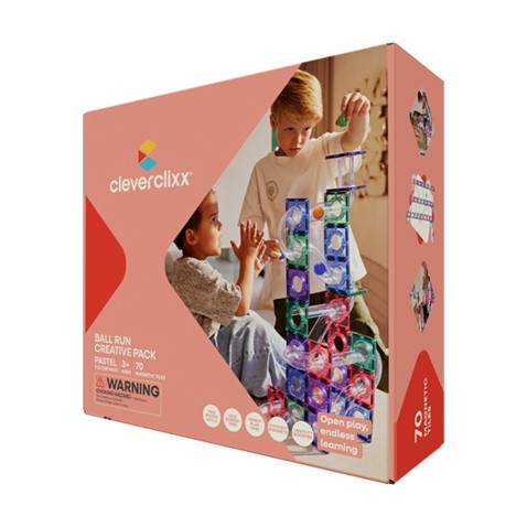 Cleverclixx – Guľôčková dráha Creative Pastel – 70 ks