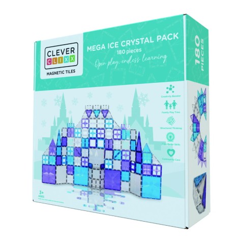 Cleverclixx – Magnetická stavebnica – Mega Ice Crystal Pack – 180 dielikov