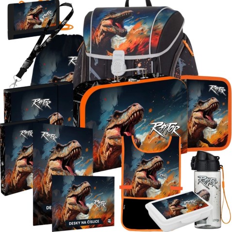 Školská aktovka Oxybag Premium Light Dino Raptor – 13-dielny set