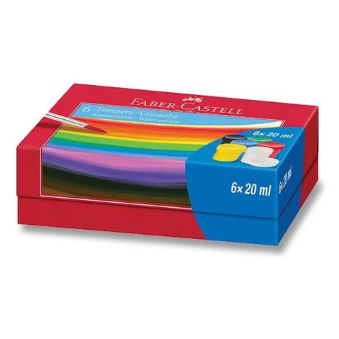Temperové farby Faber-Castell v téglikoch - 6 ks x 20 ml