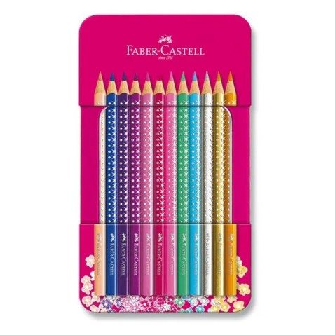 Pastelky Faber-Castell Sparkle v plechovej krabičke - 12 základných farieb