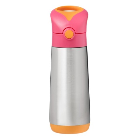 Termoska na pitie so slamkou 500 ml - ružová/oranžová