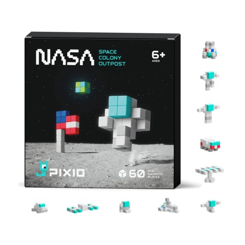 PIXIO magnetická stavebnica – NASA Space Colony – 60 ks
