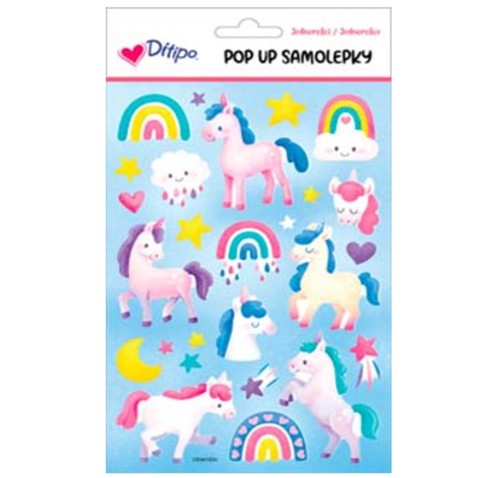 Detské samolepky pop up - Jednorožci