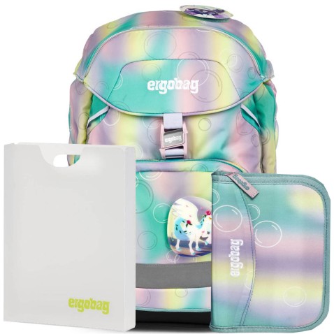 Školská taška pre prváka Ergobag Prime Magic reflexná SET batoh+peračník+dosky