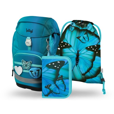 Školský batoh BAAGL Airy Plus Butterfly – 3-dielny set