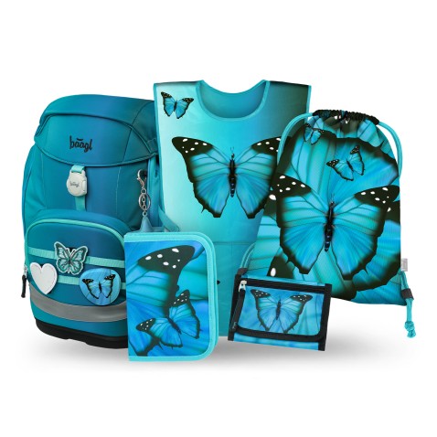Školský batoh Baagl Airy Plus Butterfly – 5-dielny set