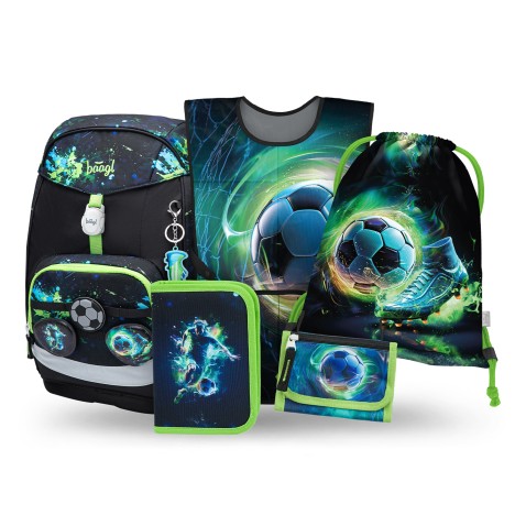 Školský batoh Baagl Airy Plus Futbal – 5-dielny set