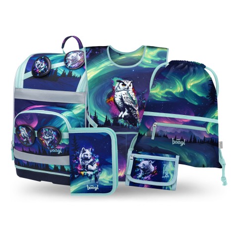 BAAGL SET 5 Zippy Plus Aurora: aktovka, peračník, vrecko, zástera, peňaženka GRS