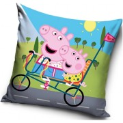 Obliečky na vankúš 40x40 Peppa Pig a výlet na bicykli