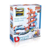 Bburago - Veľká parkovacia herná súprava – garáž a showroom s dvoma autíčkami, 1:43