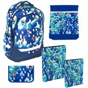 Školský batoh Reybag Blue Pixel - 5dielny SET