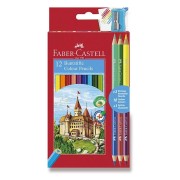 Pastelky Faber-Castell - 12 + 3 ks obojstranných farieb + strúhadlo