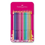 Pastelky Faber-Castell Sparkle v plechovej krabičke - 12 základných farieb
