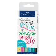 Popisovače Faber-Castell Pitt Artist Pen Hand Lettering - 6 ks, pastelová súprava
