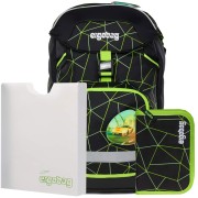 Ruksak do školy Ergobag Prime Fluo Race, SET batoh+penál+dosky